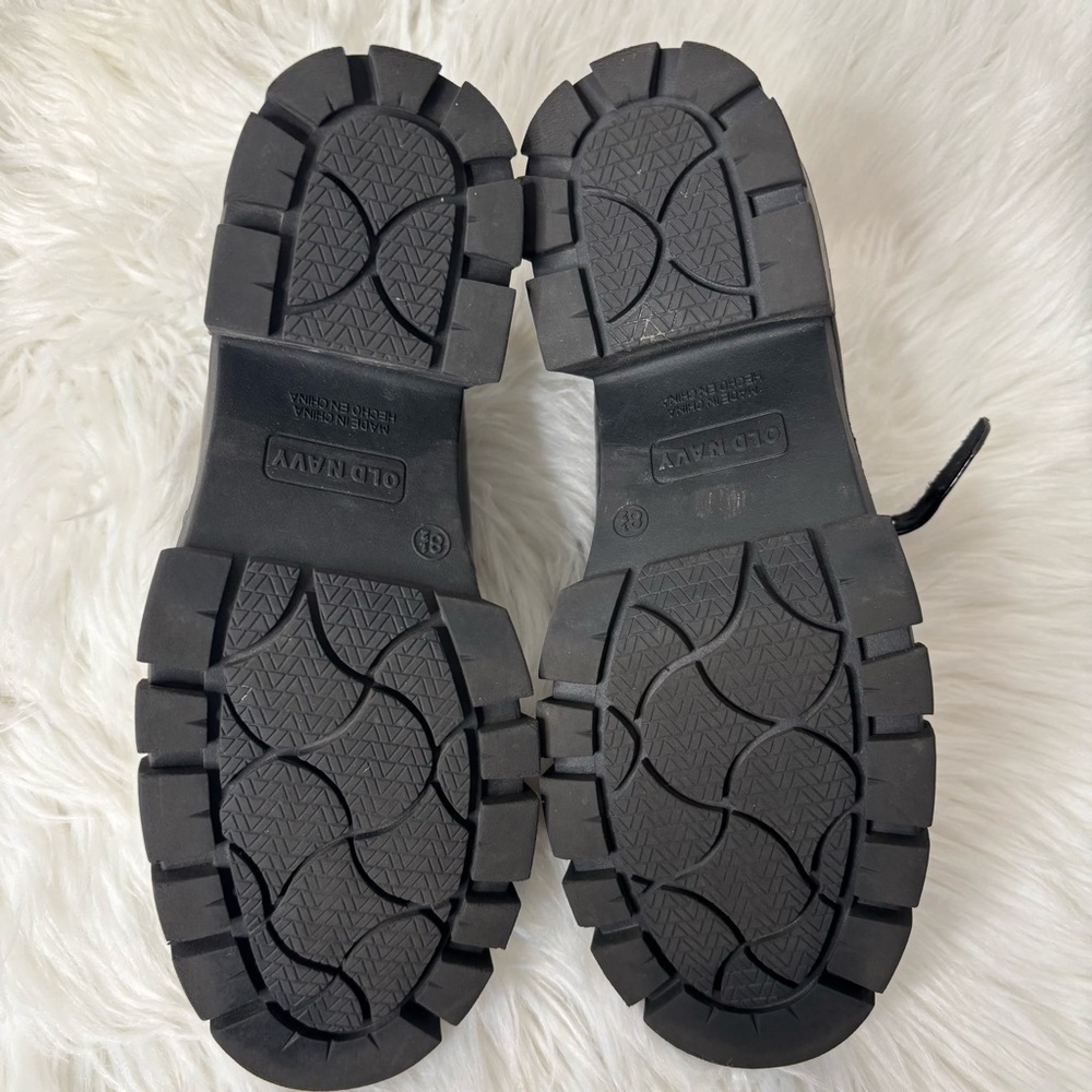 Old Navy Faux Leather Chunky Heel Mary Jane Shoes glossy black platform 8.5 - Picture 5 of 8
